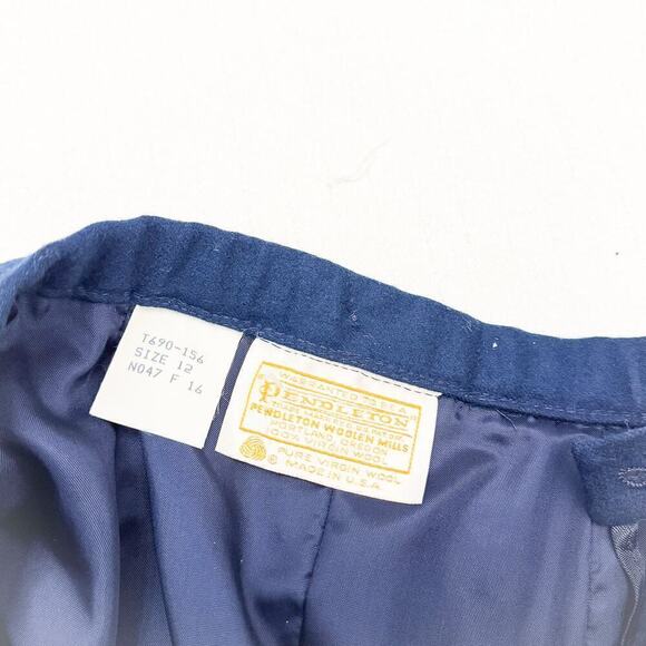 Pendleton Virgin Wool Navy Blue Pencil Skirt Pockets Size 12 - Picture 2 of 5